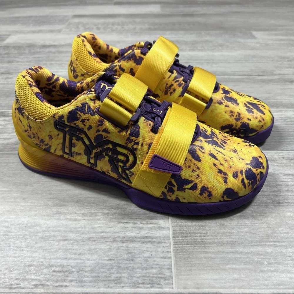 TYR L-1 Lifter Men 10/Women‎ 11.5 Training Powerlifting Shoes Yellow Purple NWOB